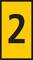Yellow rectangle with large black number '2' in the centre.