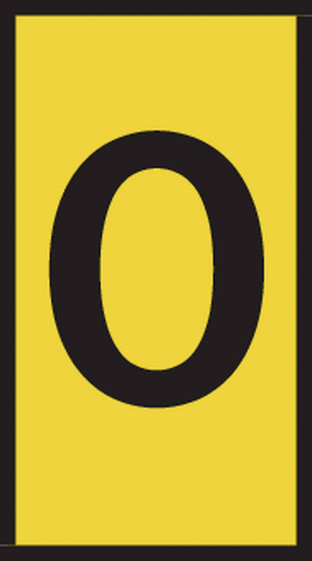 A yellow rectangular board with a large black '0' in the centre.