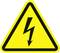 Warning sign in triangular form with a yellow background and black border, showing a black lightning bolt arrow, symbolises electrical danger.