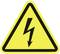 Yellow warning sign with a black lightning arrow symbol, which warns of electrical voltage or high voltage.