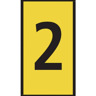 'Yellow board with black number 2 in the centre.'