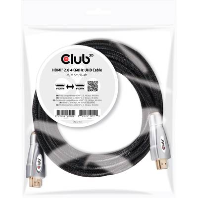 A black HDMI 2.0 cable with silver ends in a transparent packaging, suitable for 4K60Hz UHD connections.