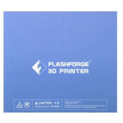 'Flashforge 3D Printer' on a blue background. Warning symbols with text 'CAUTION Do Not Touch' underneath.