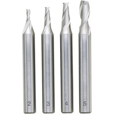 Four straight-shanked milling cutters with different tips. Numbers 2, 3, 4 and 5 denote the cutters.