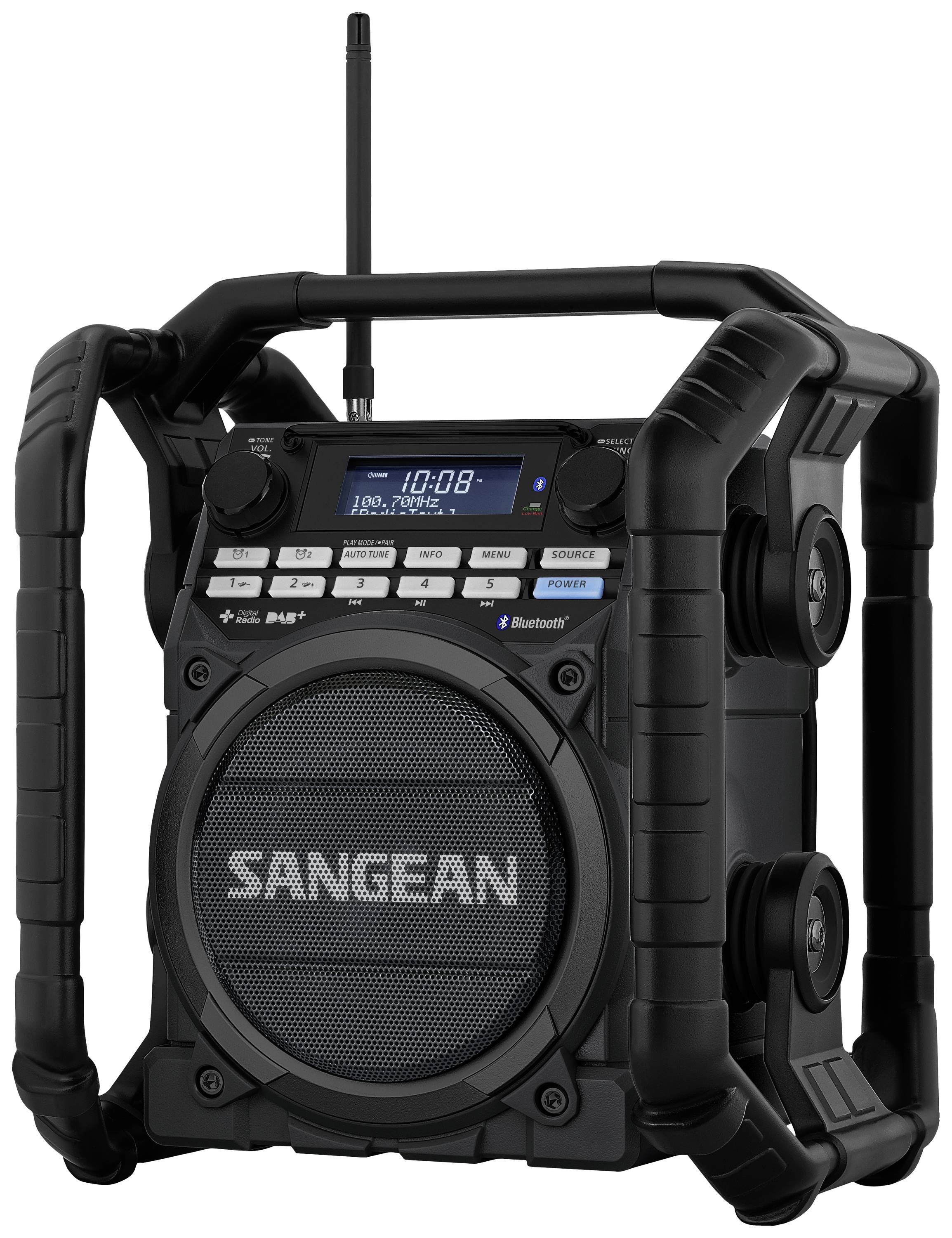 Sangean Utility-40 DBT Workplace radio DAB+, FM AUX, Bluetooth, USB Battery charger, rechargeable, waterproof, shockproof Black