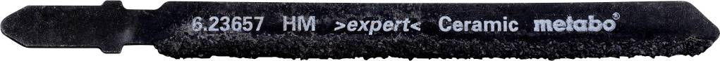 Black Metabo HM Expert ceramic saw blade/knife with printed model number 6.23657 and brand name on the handle.