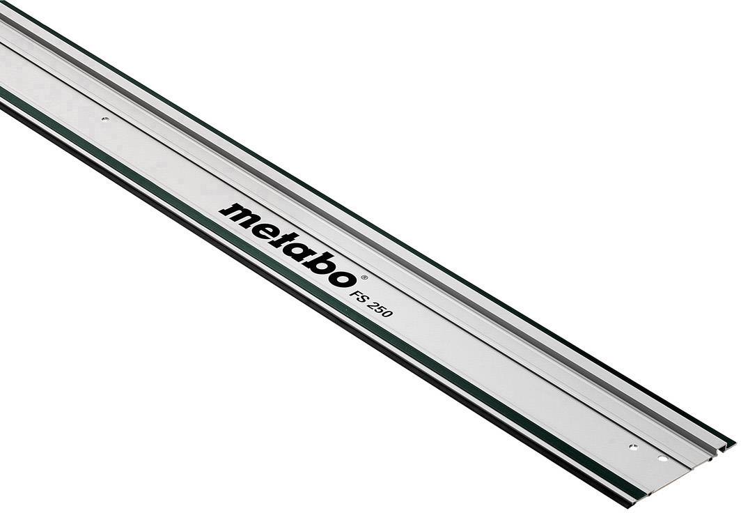 Metal guide rail with the inscription 'metabo FS 250', suitable as a guide rail for precise cutting with tools.