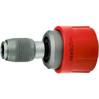 A red adapter with the 'metabo' lettering, suitable for holding tool tips, with a silver, knurled handle.