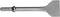 A silver chisel with a flat, wide head and hexagonal shaft, suitable for use with a hammer or drilling tool.