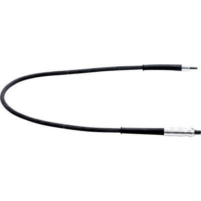 A black fiber-optic cable with metal connectors at both ends, shown on a white background.