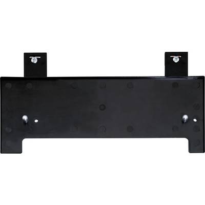 Black metal mounting bracket with two top tabs and cutout along the bottom edge, shown on a white background.