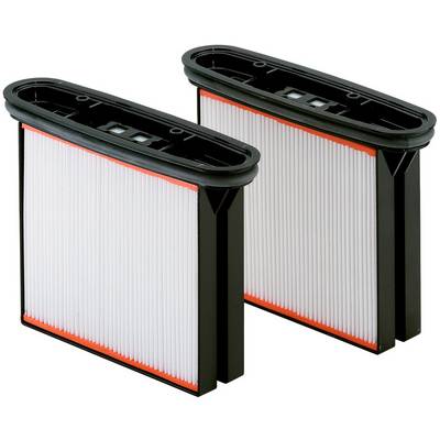 Two rectangular pleated air filters with black frames, shown side by side on a white background.