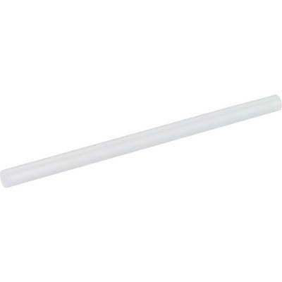 A translucent white cylindrical rod or tube lying diagonally on a plain light background.