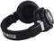Black over-ear headphones with padded ear cups and an adjustable headband; logos visible on the headband and ear cups.