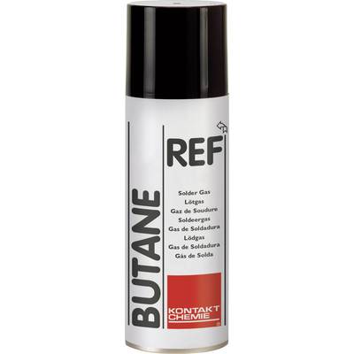 Aerosol spray can with the label 'BUTANE REF', containing welding gas from Contact Chemie.