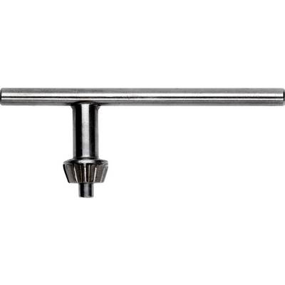 Silver T-handle tool with a central black chuck or socket, isolated on a white background.