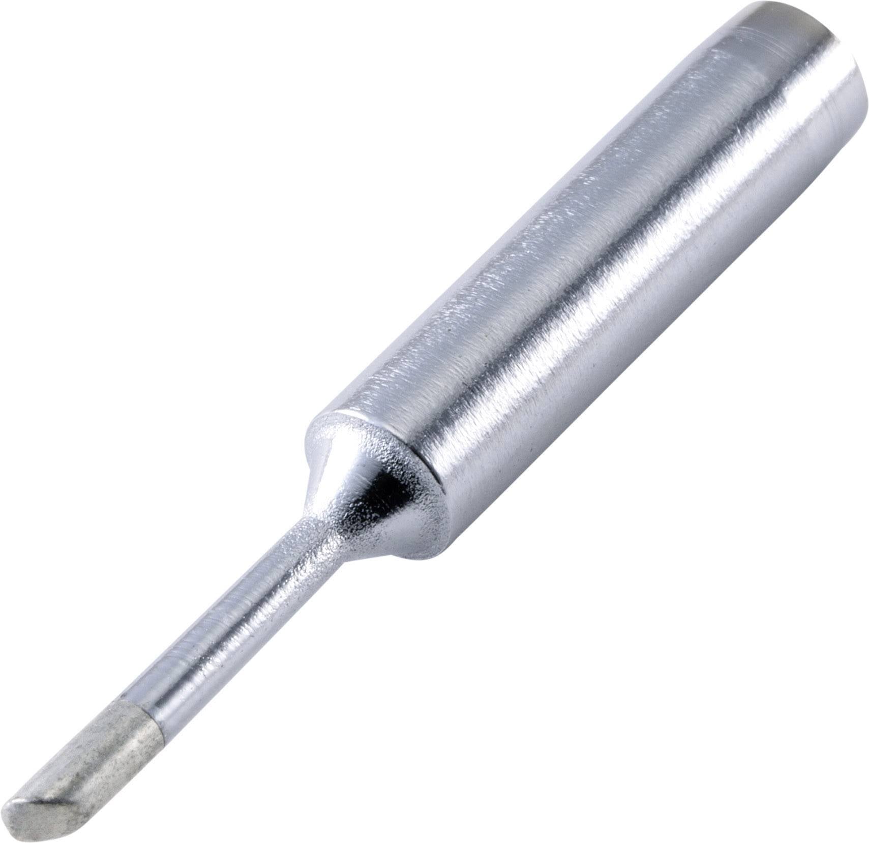 Metallic soldering iron tip with a cylindrical point, suitable for fine soldering work or electronic repairs.