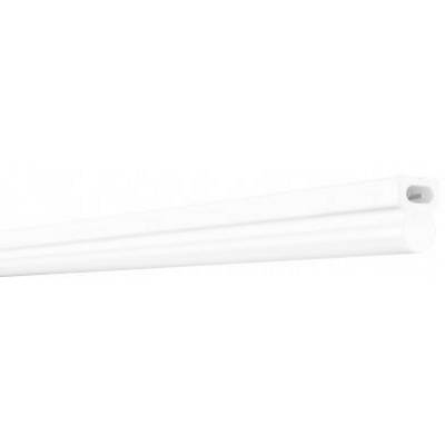 A white, long pipe with a rectangular profile and a rounded corner.