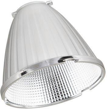 A silver-coloured lampshade with a ribbed surface and a translucent grid at the bottom, suitable for lighting fixtures.