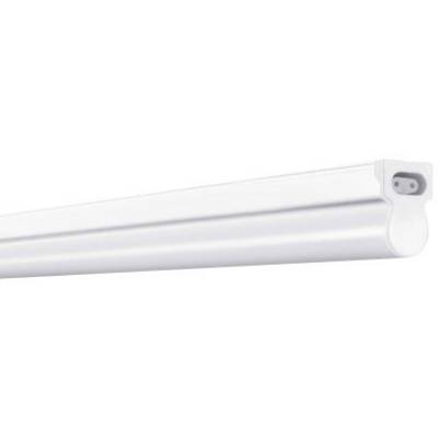 A white LED fluorescent tube with a smooth casing and plug connection at one end, suitable for versatile lighting applications.
