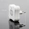 A white socket adapter with a European plug. Next to it on the left are the dimensions '6.5 cm' and below '6.8 cm'. The adapter has a small green LED.