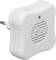 A white, electronic plug-in air purifier with a green indicator light and ventilation slots on the front.