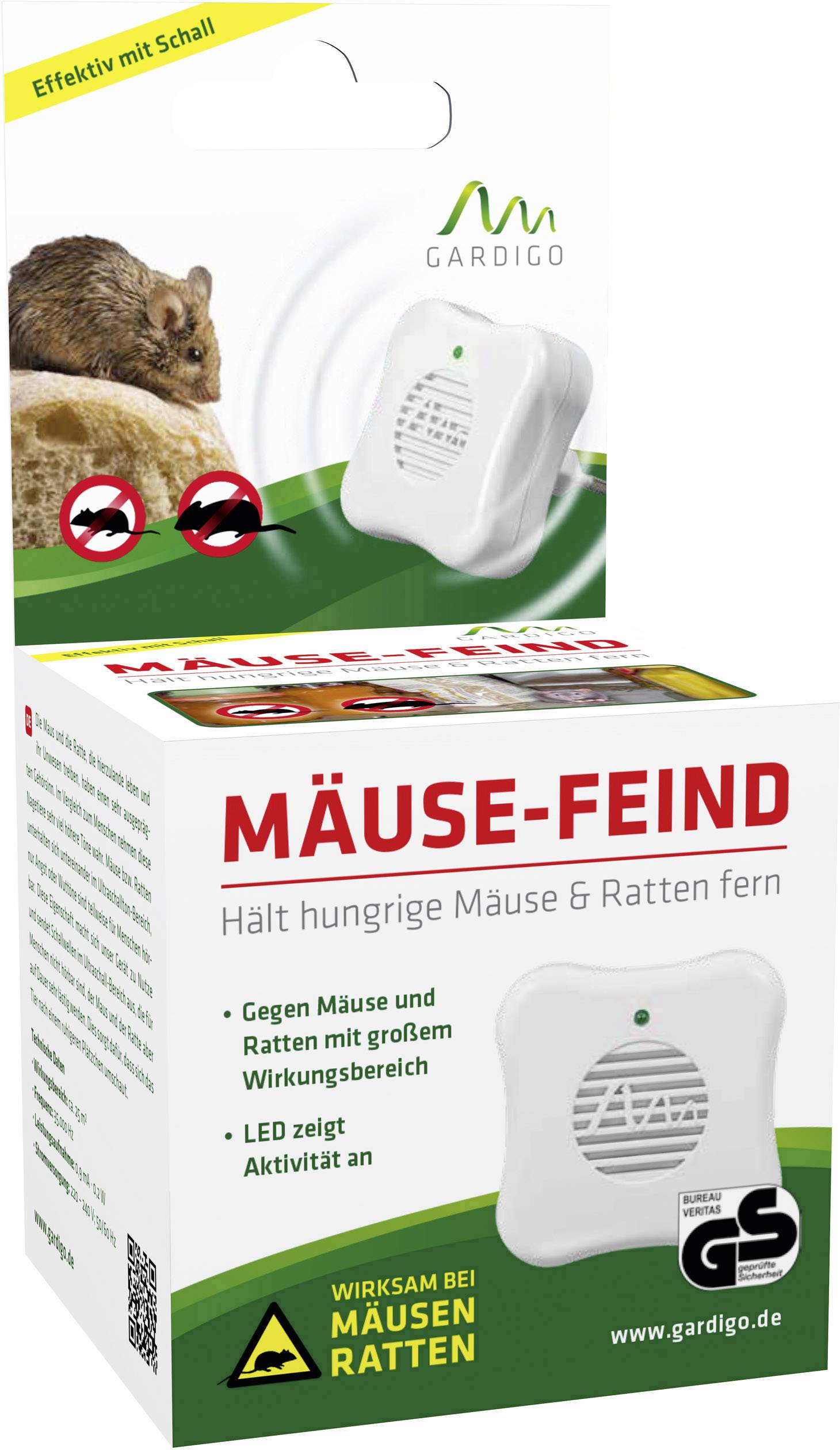 Gardigo mouse-repellent Rodent repeller Working principle Ultrasound Operating range 25 m² 1 pc(s)-15