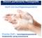 Advertisement for subtle perfumed liquid soap: foaming hands with the statements 'Gentle and moisturising' and 'Fresh fragrance'