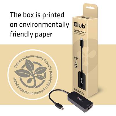 A USB 3.2 Gen1 Type-C to HDMI adapter with environmentally friendly packaging made from recycled paper is shown.