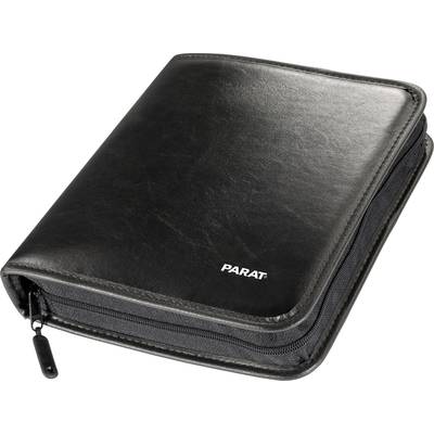 Black closed leather bag with zip, with 'PARAT' logo on the front.
