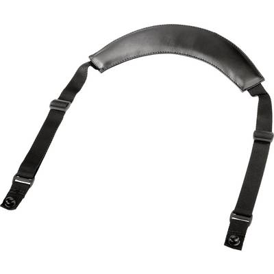 A black, padded shoulder strap with adjustable straps and buckles for attaching to a suitcase or bag.