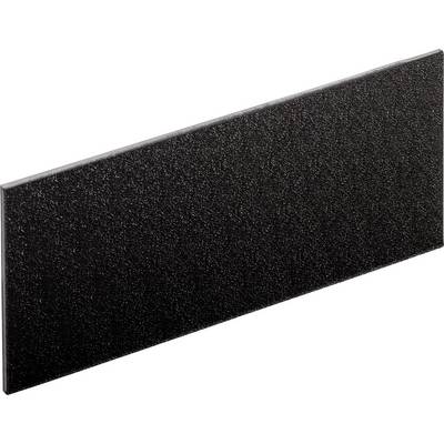 A rectangular black panel with a grainy surface, slightly angled.