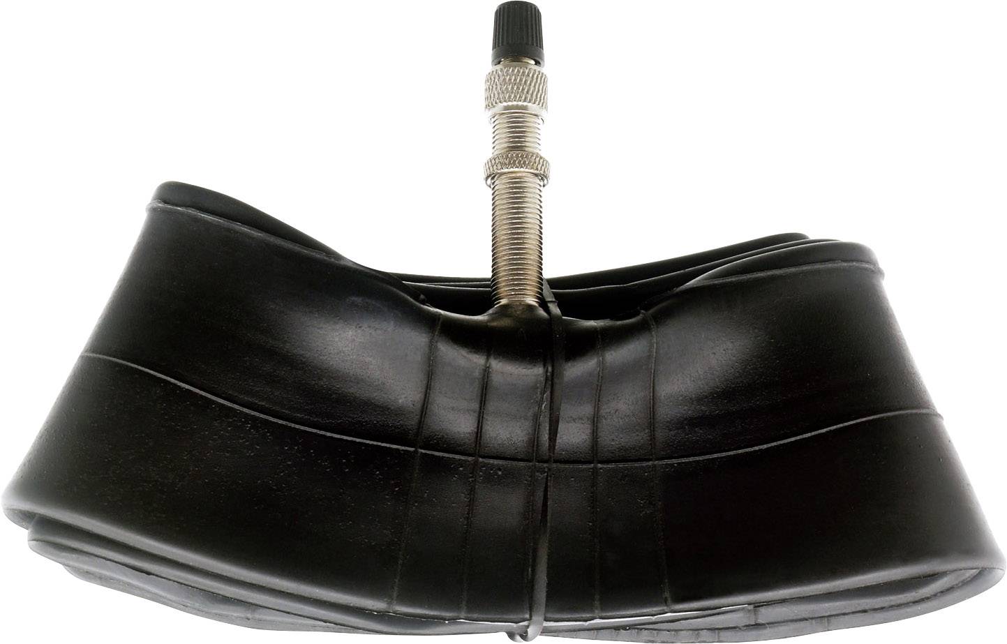 A coiled bicycle inner tube with a valve in the centre. Ideal representation for spare parts or bicycle repair needs.