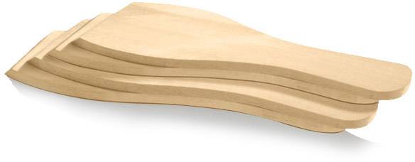 Four wooden cooking spoons, stacked on top of each other.