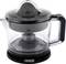 Transparent electric juicer with black lid and handle. Measurement markings on the side indicate up to 1000 ml.