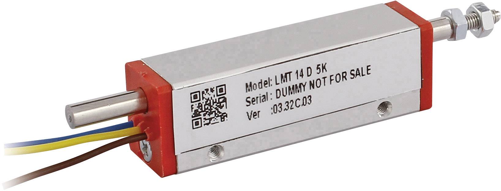 Rectangular sensor with cables, labelled 'Model: LMT 14 D 5K', 'Serial: DUMMY NOT FOR SALE', 'Ver: 03.32C03'.