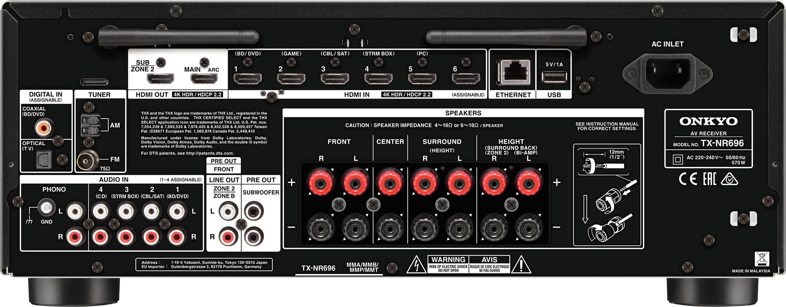 Onkyo TX-NR696 7.2 AV receiver 7x175 W Black 4K Ultra HD, Bluetooth ...