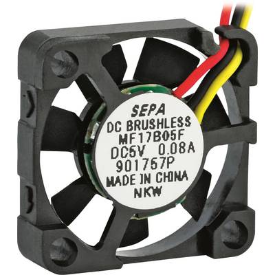 A small electric fan with a black casing. The sticker in the centre shows technical specifications such as model number and voltage.