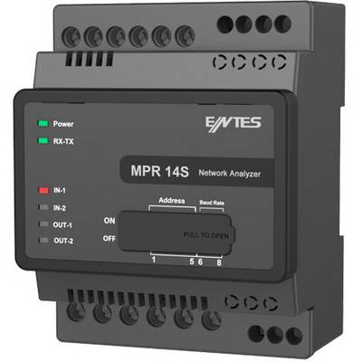 Network analyser MPR 14S with multiple ports and indicator lights for power supply and data transmission.