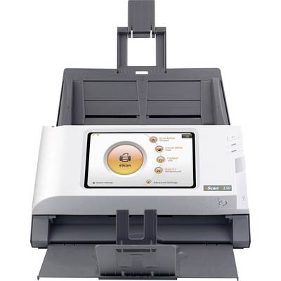 A scanner with a display for operation. On the screen, options such as 'Scan Mode' and 'Scan' are visible.
