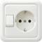White socket with a switch on the left side, suitable for connecting electrical appliances.