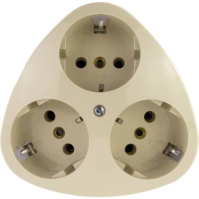 A triple socket adaptor in cream colour, suitable for expanding plug sockets in indoor spaces.