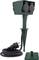 Green outdoor socket distributor with ground spike, two sockets and power cable, ideal for garden applications.