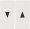 Two white switches with black triangles: the left triangle points downwards, the right upwards. Symbolises upward and downward movement.