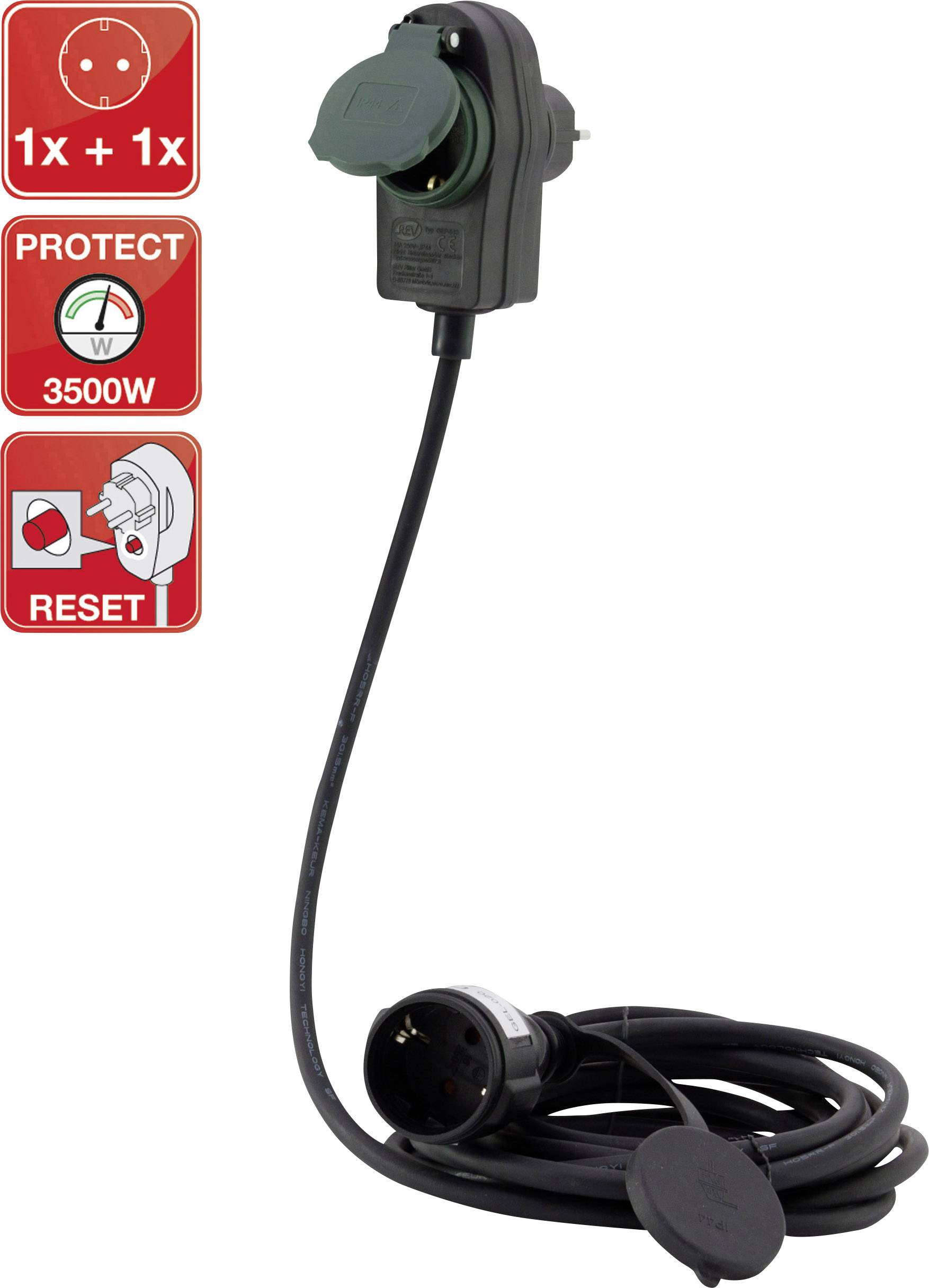 Image of REV 0017101514 Current Cable extension Black 10.00 m H05RR-F 3G 1,5 mm²