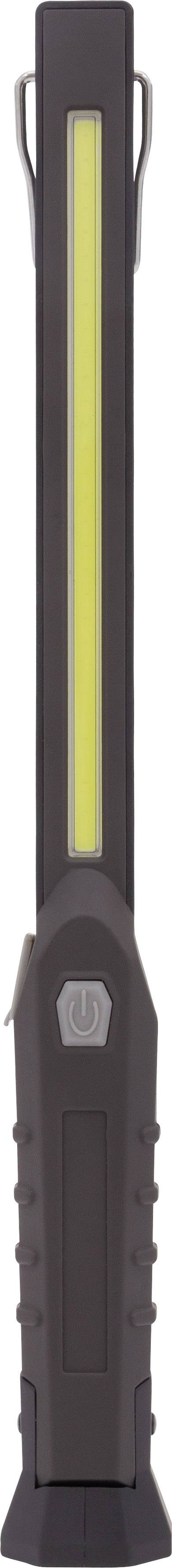 Black, slender LED work light with a yellow light strip in the middle, suitable for work areas with low lighting.