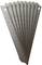 A fan of nine trapezoid replacement blades with a sharp cutting edge and a hole for attachment, partially overlapping.