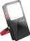 A portable LED spotlight with a red handle, perfect for outdoor activities. Brand 'Promate Beacon1', black casing.