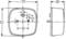 Technical drawing of a rectangular enclosure with precise dimensions: 121 mm x 121 mm at the front, 56 mm depth on the side.