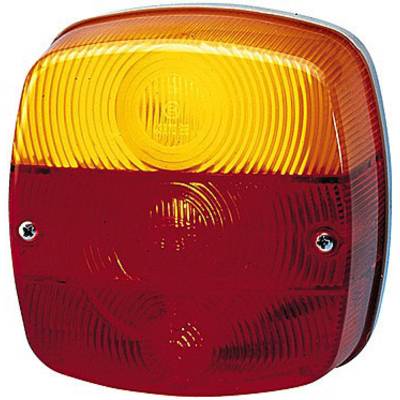 'Rear light with a red and yellow casing, two screws on the sides secure the light.'